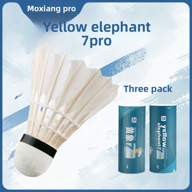 Feather Shuttlecock - MOXIANG Gele Olifant No.7 PRO, verpakking