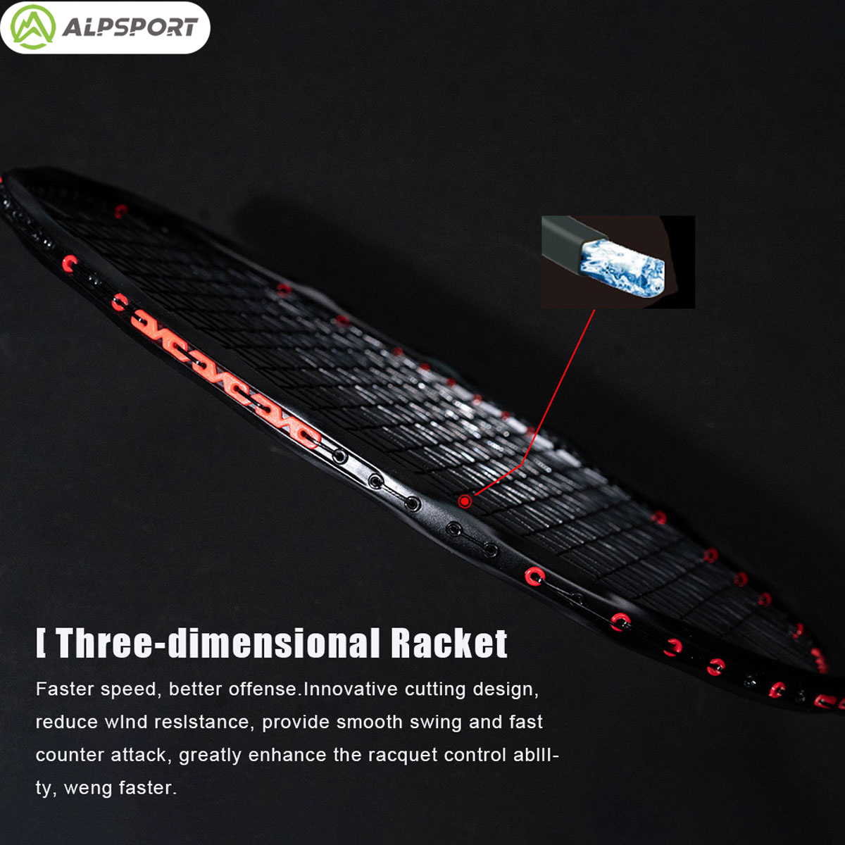 Alpsport MH-V5 5U 75g Golvend  - Badminton Racket Carbon recensie en prijs